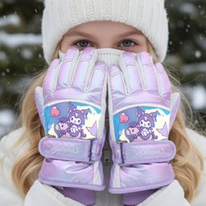 산리오 쿠로미 아동스키장갑 어린이 초등 키즈 방한 눈썰매 스노우보드 생활방수 겨울 패딩 두꺼운 따뜻한 겨울용 손가락 장갑 조카 크리스마스 선물