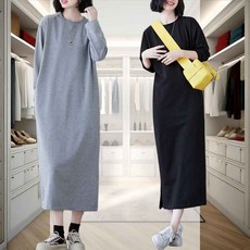 맨투맨 원피스 내추럴룩 밑단틔임 홈웨어 임부복 자연스러운룩 캐주얼원피스