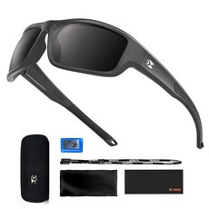 Suoso 남성용 스포츠 편광 선글라스: 여성용 UV400 보호 랩 어라운드 선글라스 낚시 사이클링 달리기 운전용, C02-블랙