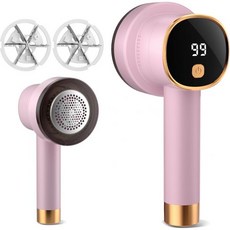 LVAINIT 패브릭 제버 충전식 전기 보풀 제거기 LED 디스플레이 포함 6블레이드 3단속도 디펑서 옷 가구 가구용 펠트 핑크, Pink, 1개