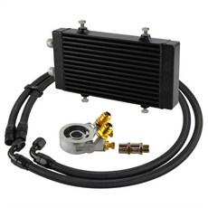 9.5"x5.5"x1.58" 코어 듀얼 바 및 플레이트 오일 쿨러 소형 패스(80도 온도 조절 필터 어댑터 키트 포함)