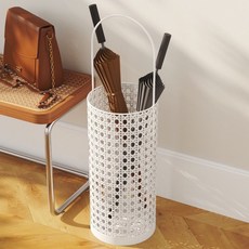 簡約雨傘門口設計商用北歐客廳籐編家用傘架傘桶收納民宿咖啡館, 亮光白色, 1個