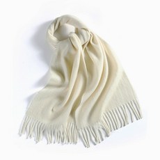 캐시미어 100 머플러 목도리 여성 GOBI 물결무누늬 순수 양모 숄 밀크 화이트 스카프 36x200cm-190g