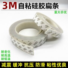 【台灣發貨】3M自粘硅膠條白色耐高溫橡膠密封條防滑減震緩衝墊片門窗密封扁條 耐壓防撞橡膠密封條 矽膠條 方條 FUVW, 1個, 厚1mm*寬*10mm.（1米價）