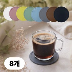 슬림키친 실리콘 컵받침 티코스터 세트, 1세트, 혼합색상 8종