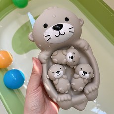 寶寶洗澡玩具 子母水獺套裝 戲水漂浮捏捏樂, 1個, 子母水獺套裝-密封不進水（opp袋裝）