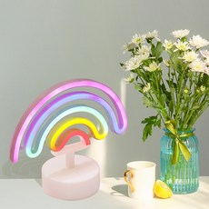 레인보우 네온 사인 USB 및 배터리 불빛 소녀 침실 LED 조명 어린이 테이블 장식 재미있는, 01 rainbow