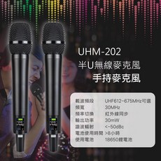 Stander 高傳真音響【UHM-202】半U可調頻無線麥克風，家庭KTV無線歡唱組，專業級音質呈現, 雙手握麥克風