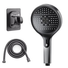 RUNDX 초강력 수압상승 4단 조절 샤워기헤드 호스 세트, 그레이, 1세트