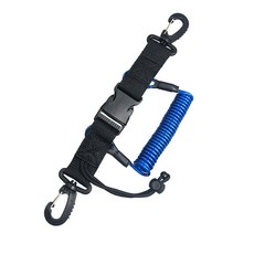 失手繩 防丟繩 QQ繩 49股鋼絲彈力繩 潛水相機 GoPro 手電筒 快卸雙頭扣 潛水手繩 彈簧繩, 藍色, 1個