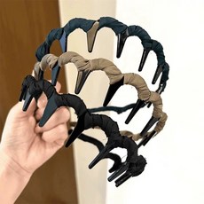 蓬鬆高顱頂波浪髮箍, 1個, 墨綠色