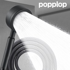 팝플랍 고압 욕실 샤워기 헤드 호스 2m 세트, 무광블랙(검정), 1개