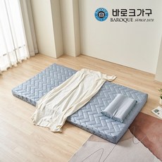 바로크가구 허니비 8cm 순면 토퍼 매트리스 세트(보관벨트) SS, 허니비 8cm 토퍼 SS_그레이(순면)