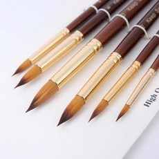 Art Hobby Craft 平頭畫筆套裝 6件組 - 柔軟刷毛木質筆桿，適用水彩油畫壓克力, 1個, 圓筆