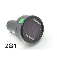 【no】車載車內溫度計電子溫度錶，車用電瓶電壓表，點煙器2合1數顯，W83，即時監測車內溫度與電壓, 1個