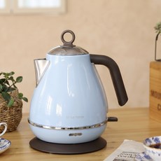 레트로 전기포트 무선 커피포트 주전자 전기 1.7L, 블루 블루