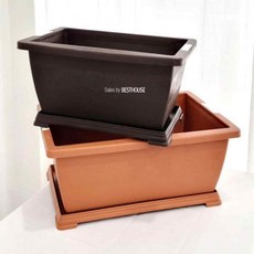 직사각화분대형 플라스틱화분 플라스틱 화분 채소밭 60x39 상추화분, 1개, 진갈색(밤색)