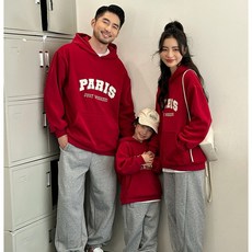 유아동 키즈 남아 여아 겨울 파리 기모 패밀리 후드티 패밀리룩 맘대디 커플 가족촬영