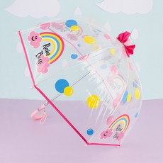 WINGHOUSE 女童圓點雲朵彩虹圖案透明塑膠長傘