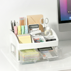 그로윈 책상 위 깔끔정리 데스크 오거나이저 화장품 수납함, 1개, 화이트,1칸