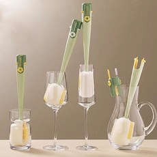 리브온 세척솔 텀블러 컵 스펀지 브러쉬 교체형 헤드 보틀 물병 세척 브러시 다용도 클리너, 1세트, 크림화이트