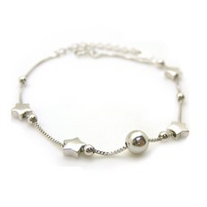 純銀星星與純銀圓珠手鍊 925 純銀