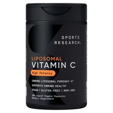 SPORTS RESEARCH 脂質體維他命C 高強度 1000mg 液體素食膠囊, 藥丸/膠囊, 成人男女通用, 180錠, 1個