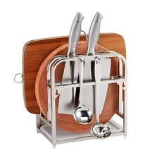 不鏽鋼多功能刀具砧板架 (可壁掛), 1組, 不鏽鋼原色