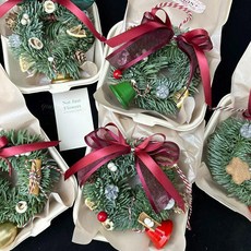 聖誕節裝飾 ins風迷你15cm聖誕花環門掛 居家掛飾 diy手工, C款20cm成品仿真諾貝鬆,標準, 1個