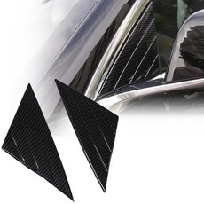 碳纖紋前視鏡三角板百葉窗裝飾蓋，防刮保護，塑膠材質，適用於Tesla 17-23 Model 3, 1個