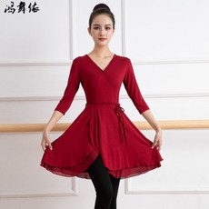 롱 티셔츠 칠부 라틴 살사 블랙 사교 레드 스포츠 4XL 댄스복 레어타드 발레, XXXL, 1개