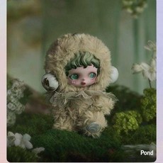 팝마트 스컬판다 빛의 정원 시리즈 봉제 인형 펜던트 블라인드 랜덤 박스 장난감 선물 귀여운 컬렉션, 15cm, 연못