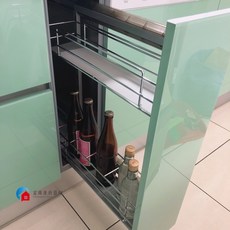 富爾康 台灣製造 廚房側拉調味拉籃 櫥櫃拉籃 調味籃 超窄側裝 調料籃 置物架 抽屜式, 1個, 適用於200mm櫃體