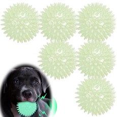 ECLATIS LECHON 온G 야광 삑삑이 강아지 공 4팩 11.4cm4.5인치 대형 스파이크 장난감 공 중형 및 대형견을 위한 내구성 있는 빛나는 고무 페칭 볼 실내