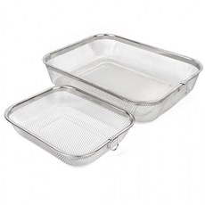 국산 스텐 채반 사각 바구니 채소세척바구니 사각채반 스텐바구니, 1개, 대