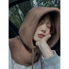 秋冬防風帽 加絨帽巴拉克拉法帽女秋冬季網紅兔毛加絨加厚圍脖一體帽抽繩頭套包頭帽, 白色9002,S內搭上衣, 1個