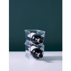 1pc 쌓을 수있는 투명 와인 랙 가정용 와인 병 랙 냉장고 캐비닛 조리대 주방 보관 세트에 적합, 02 Single cell transpar