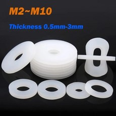 초박형 M10 방수 와셔 M2 내열성 화이트 소프트 링 플랫 가스켓 플라스틱 실리콘 5 실링, 3x10x1 100Pcs