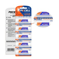 PKCELL 픽셀 알카라인 27A 12V 건전지 카드포장, 5알