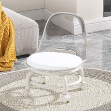 콜콜러브 이동식 앉은뱅이의자 회전 작업 요추등받이 의자 청소 바퀴의자, 1개, 화이트