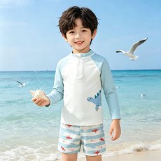 ibooooo 兒童長袖恐龍泳衣男童分體套裝