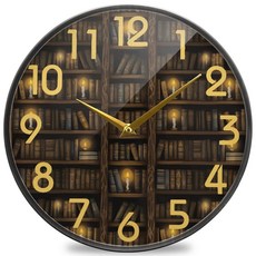 Naanle 축구장 축구공 원형 벽시계 30.5cm(12인치) 무소음 배터리 작동 쿼츠 아날로그 조용한 책상 시계 가정 사무실 학교용, 책장