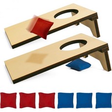 2개 세트 미니 탁상 콘홀 보드 4.7인치 너비 x 7.7인치 길이 목재 데스크탑 토스 게임 8개 빈백 포함 휴대용 여행용 가정용, Original Wooden