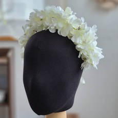 풍성한 화관 로우번 머리장식 길이 조절 가능한 웨딩 머리 소품 브라이덜샤워 꽃장식 팔찌, 1개, 화이트