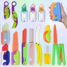 재밌는 3D 피젯 스피너 당근칼 16종 장난감 발리송 토이나이프 핸드토이, 닌자 당근칼 (카람빗), 퍼플, 1개