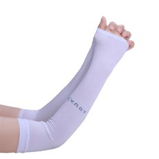 1 쌍의 팔 슬리브 자외선 차단 워머 위장 무늬 솔리드 컬러 골프 사이클링 러닝용 긴 손가락 장갑, [05] White Flat mouth