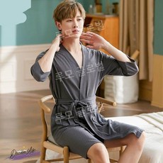 루모 여름 샤워 가운 까운 라운딩 홈웨어 수건 바스타올 알콩단잠 타올 욕실 와플 부드러운, 2. L 60 - 75kg, 15. 와플 그레이 맨스 긴소매