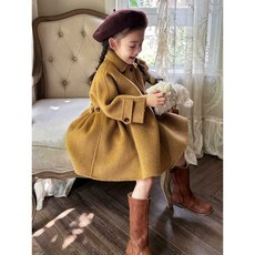 고급 울 100 양면 핸드메이드 여아 코트 이너 패딩조끼 포함 카멜코트 결혼식 조카 입학 선물