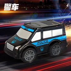 火石慣性小汽車 迴力合金車 玩具 迷你卡通閃電車 警車 模型男孩玩具車, 【警車款】火石慣性閃光車, 1個