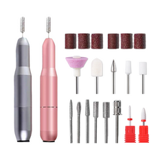일리마 젤 네일 드릴 전동 네일 케어 관리기 속도 조절 비트 13종 세트, 1세트, 핑크